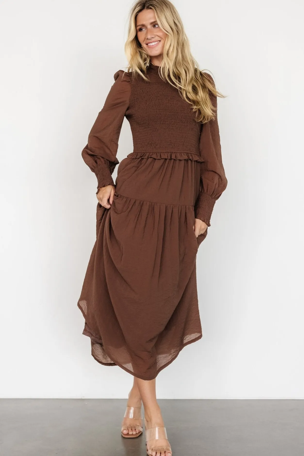 Clearance Baltic Born Daria Smocked Maxi Dress | Brown