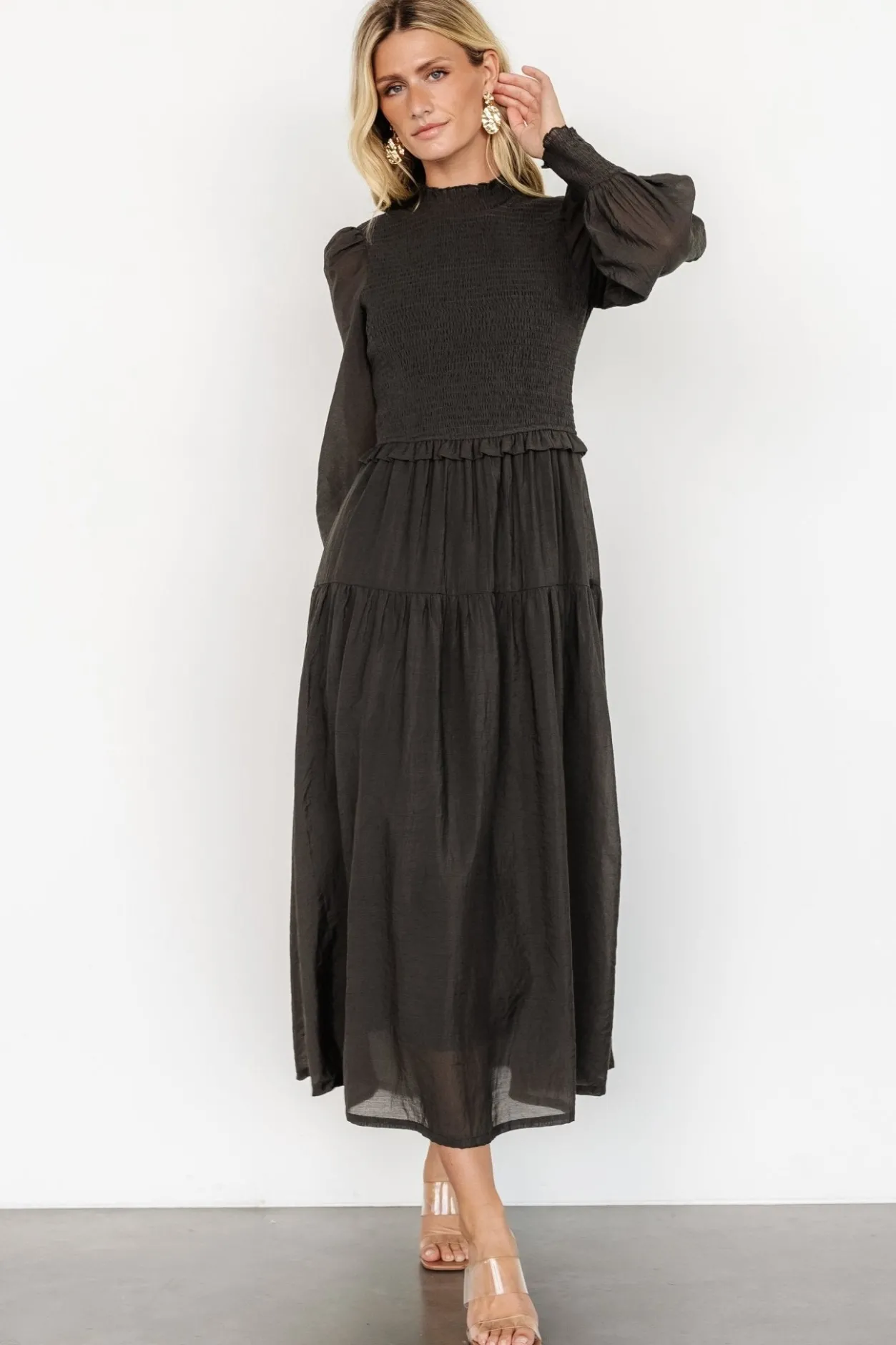 Fashion Baltic Born Daria Smocked Maxi Dress | Charcoal