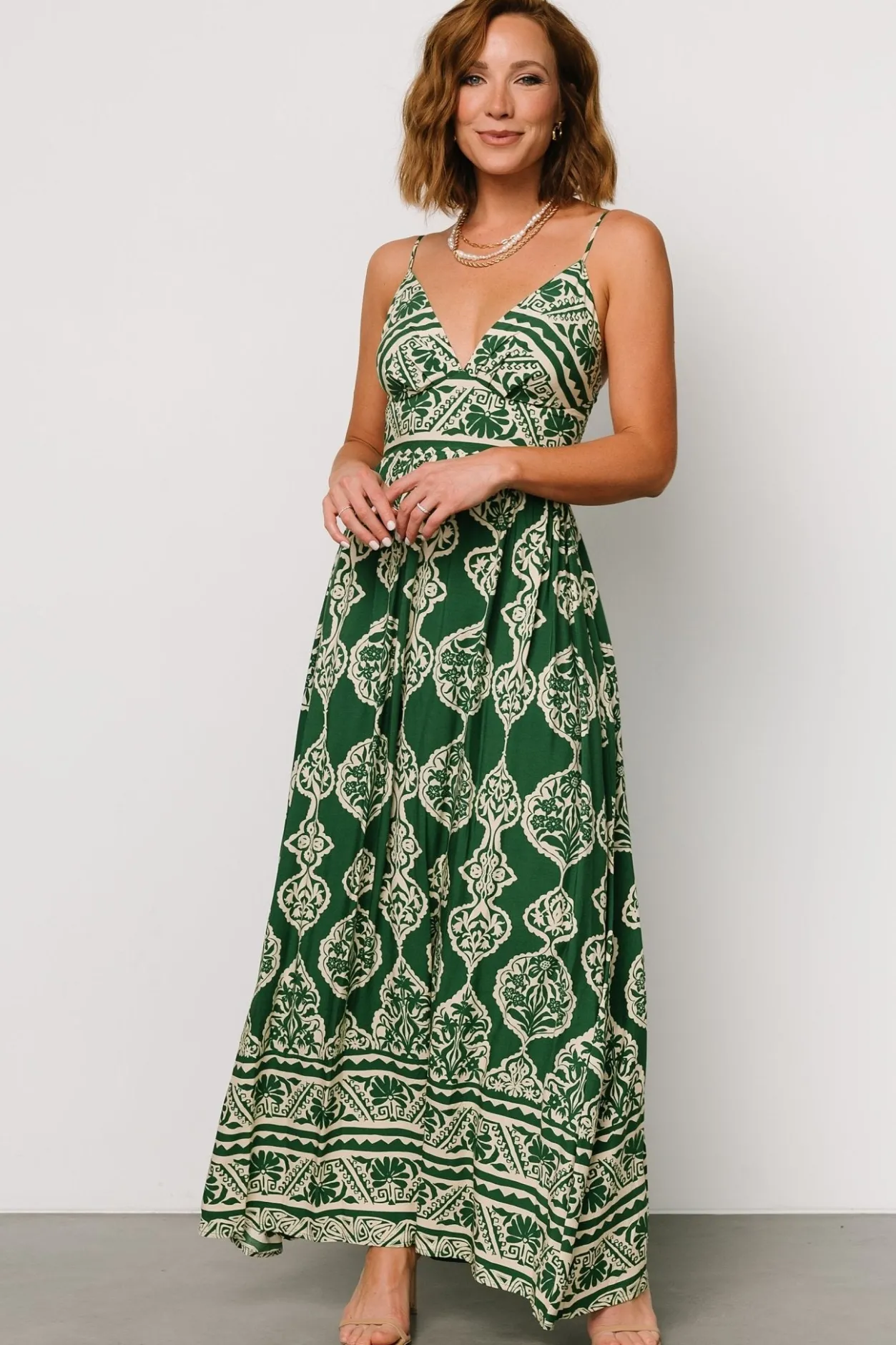 Fashion Baltic Born Davinah V Neck Maxi Dress | Green Print GreenPrint