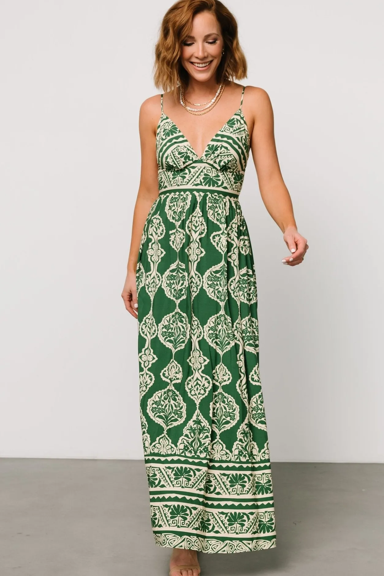 Fashion Baltic Born Davinah V Neck Maxi Dress | Green Print GreenPrint