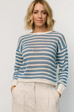 Fashion Baltic Born Dawn Open Knit Top | Blue + Ivory Blue+Ivory
