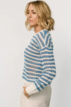 Fashion Baltic Born Dawn Open Knit Top | Blue + Ivory Blue+Ivory