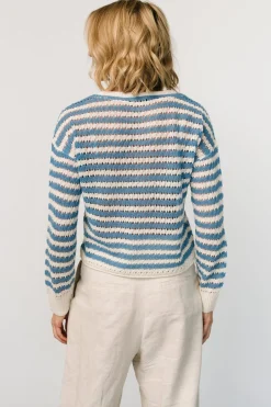 Fashion Baltic Born Dawn Open Knit Top | Blue + Ivory Blue+Ivory