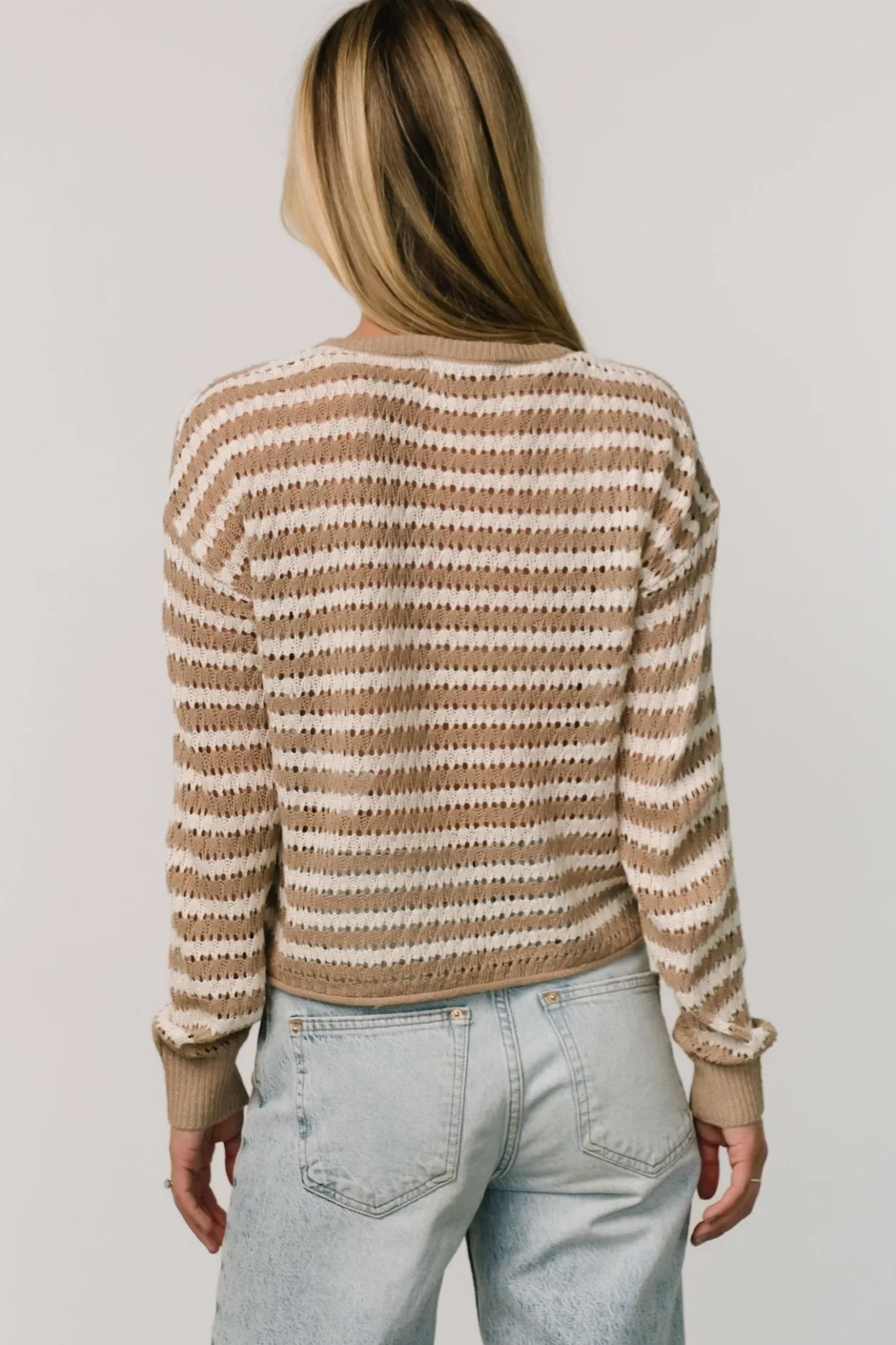 Fashion Baltic Born Dawn Open Knit Top | Taupe + Ivory Taupe+Ivory