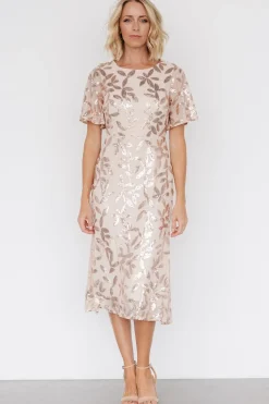 Sale Baltic Born Deanna Sequin Midi Dress | Rose Gold RoseGold