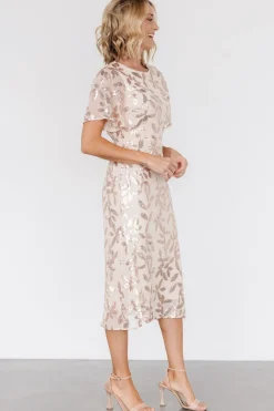 Sale Baltic Born Deanna Sequin Midi Dress | Rose Gold RoseGold