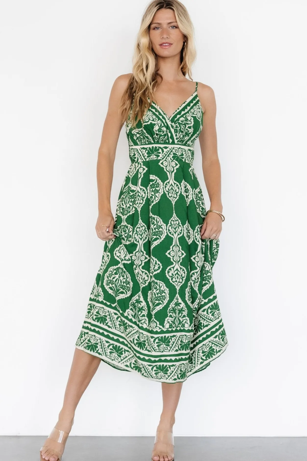 Hot Baltic Born Delia Midi Dress | Green Print GreenPrint