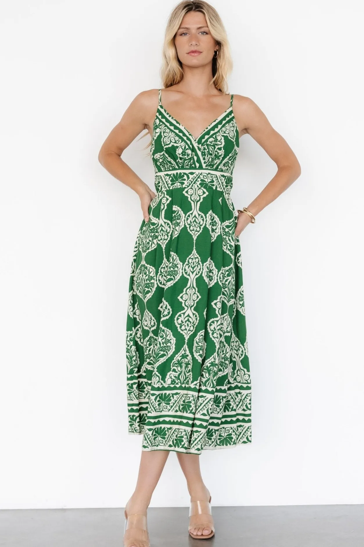 Hot Baltic Born Delia Midi Dress | Green Print GreenPrint