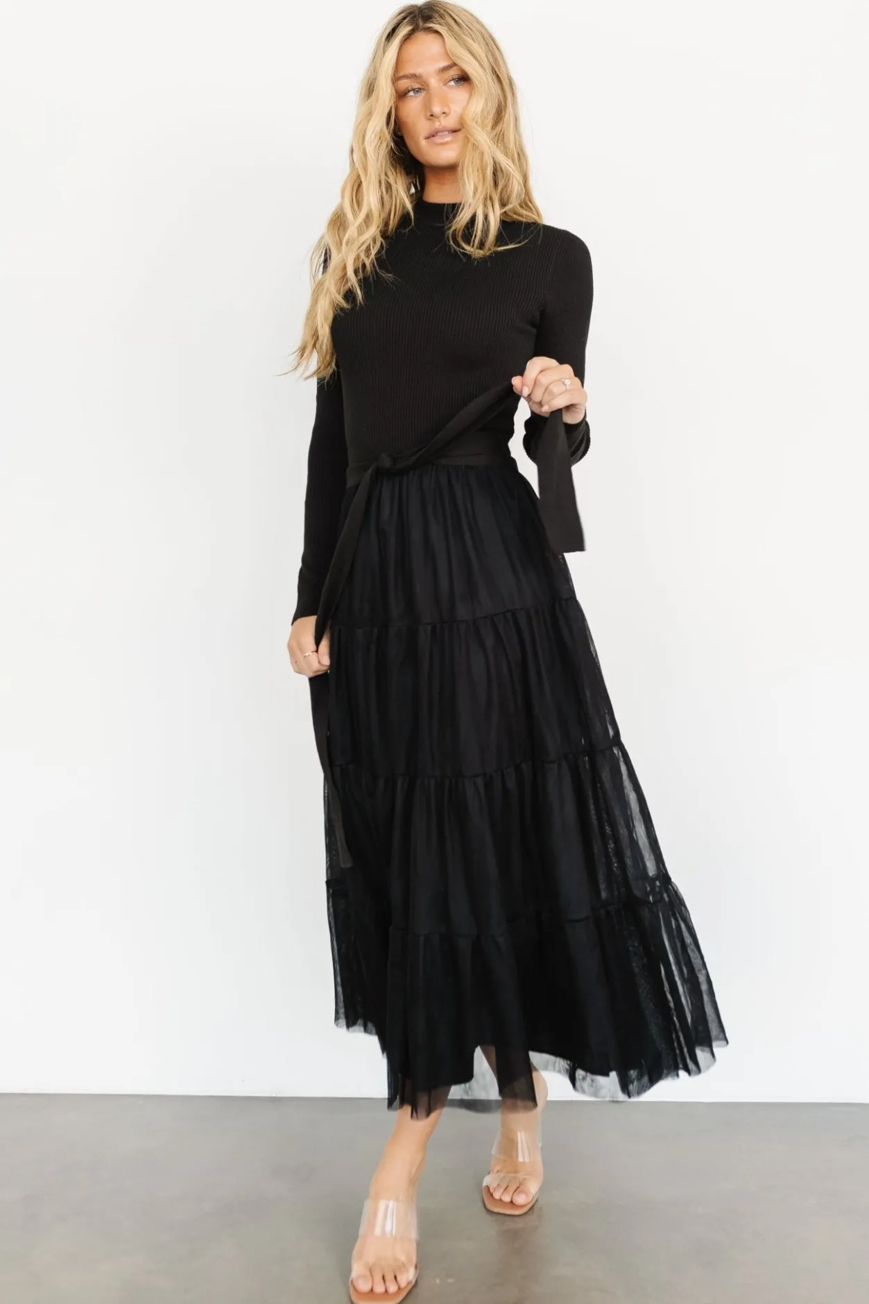 Discount Baltic Born Demi Sweater Tulle Dress | Black