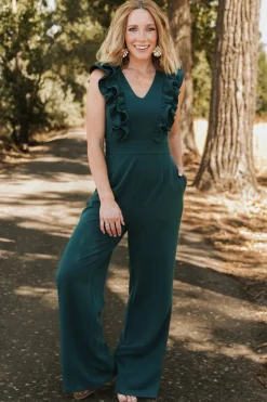 Outlet Baltic Born Descanso Ruffle Jumpsuit | Dark Green DarkGreen