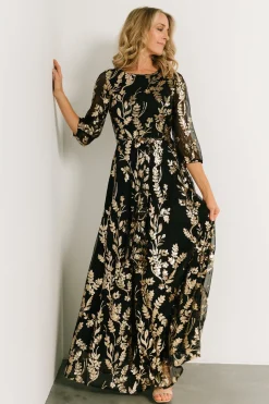 Outlet Baltic Born Destiny Sequin Maxi Dress | Black + Gold Black+Gold