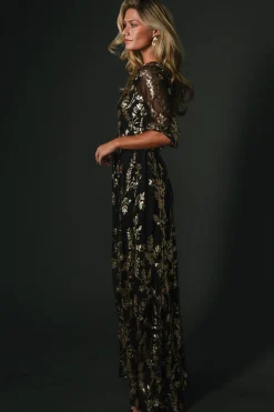 Outlet Baltic Born Destiny Sequin Maxi Dress | Black + Gold Black+Gold