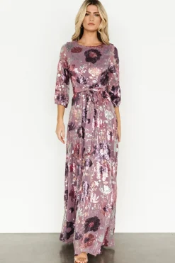 Discount Baltic Born Destiny Sequin Maxi Dress | Lilac Floral LilacFloral