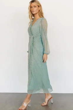 Hot Baltic Born Devlyn Pleated Dress | Blue Sage Shimmer BlueSageShimmer
