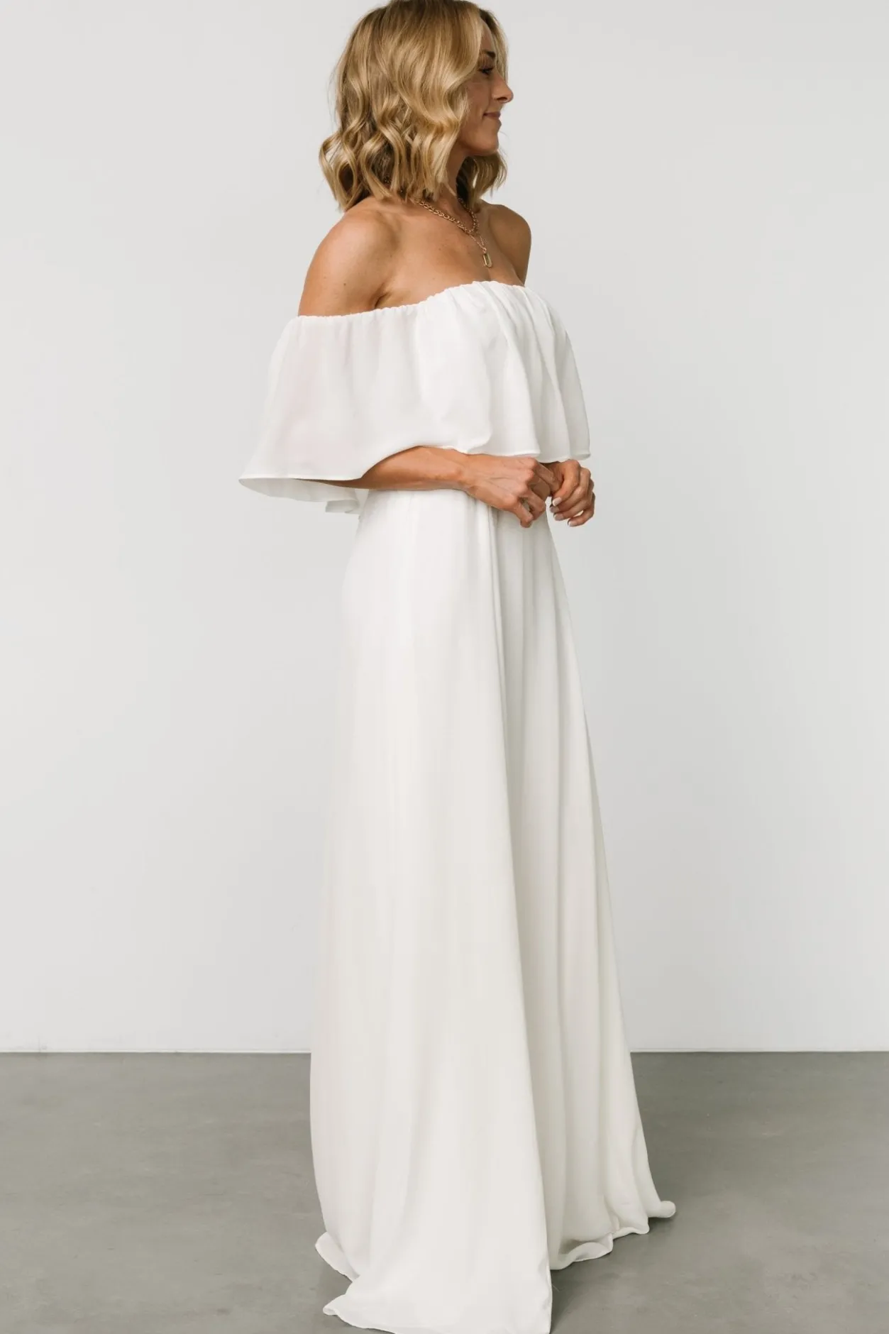 Sale Baltic Born Diana Off Shoulder Maxi Dress | Off White OffWhite