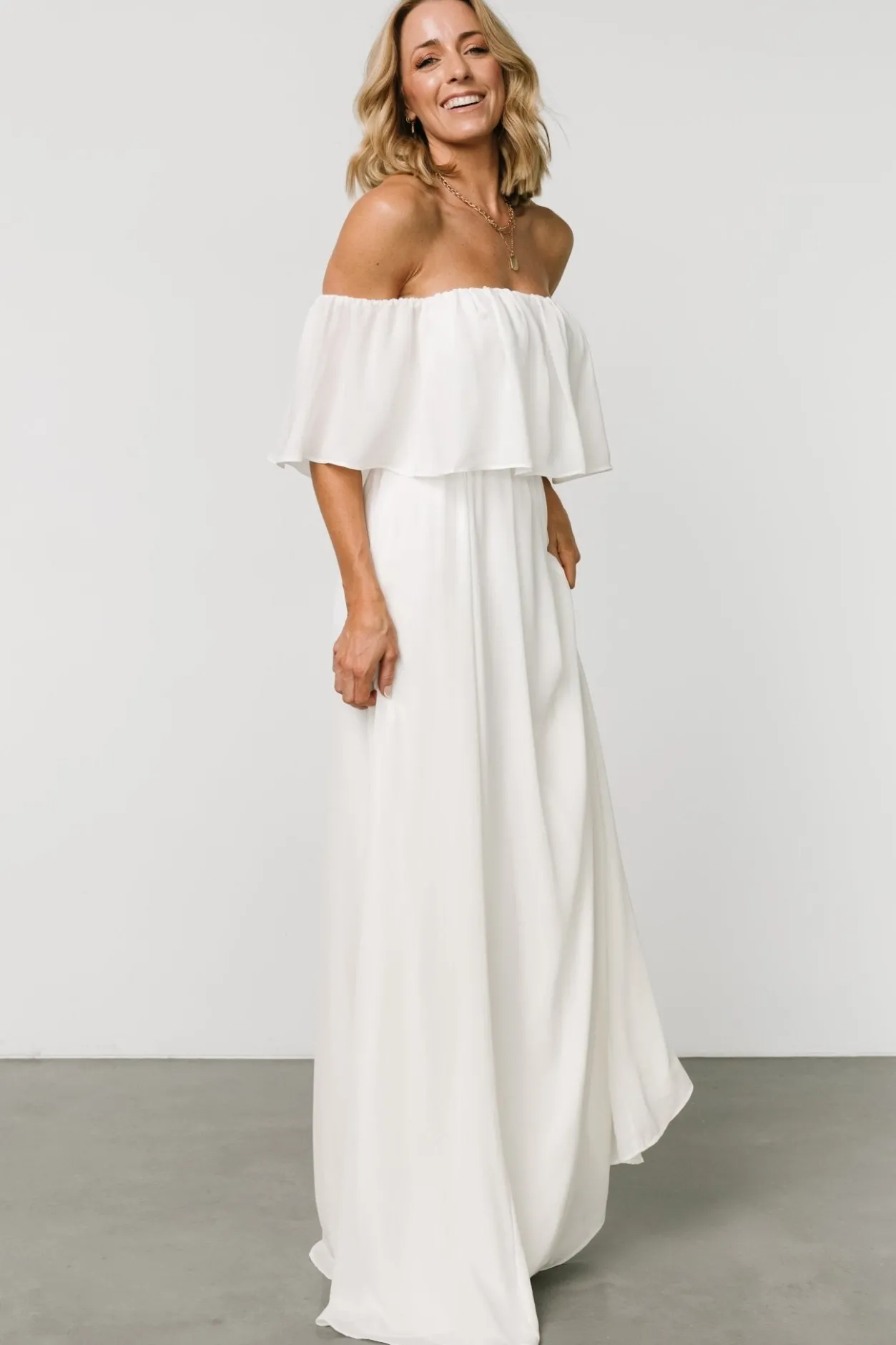 Sale Baltic Born Diana Off Shoulder Maxi Dress | Off White OffWhite