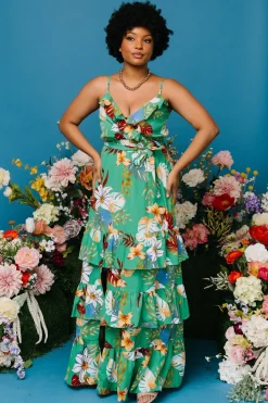 New Baltic Born Dolores Ruffle Maxi Dress | Green Multi GreenMulti