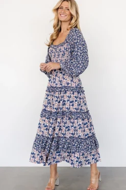 Clearance Baltic Born Dynah Tiered Dress | Blue + Cream Floral Blue+CreamFloral