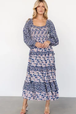 Clearance Baltic Born Dynah Tiered Dress | Blue + Cream Floral Blue+CreamFloral