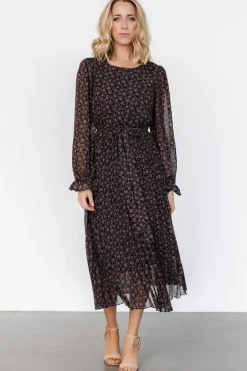 Clearance Baltic Born Edith Pleated Dress | Navy + Copper Navy+Copper