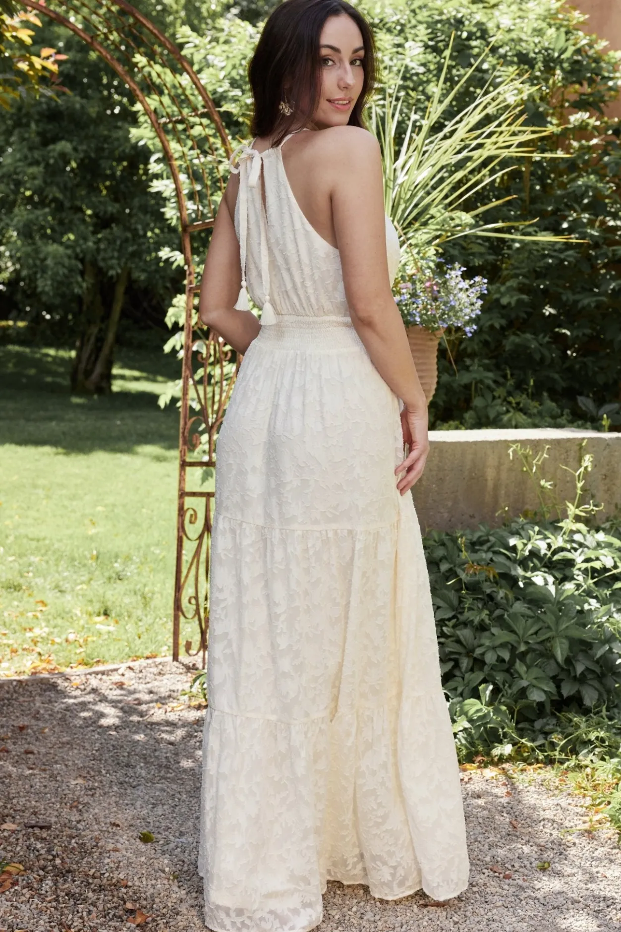New Baltic Born Eilish Embossed Maxi Dress | Cream