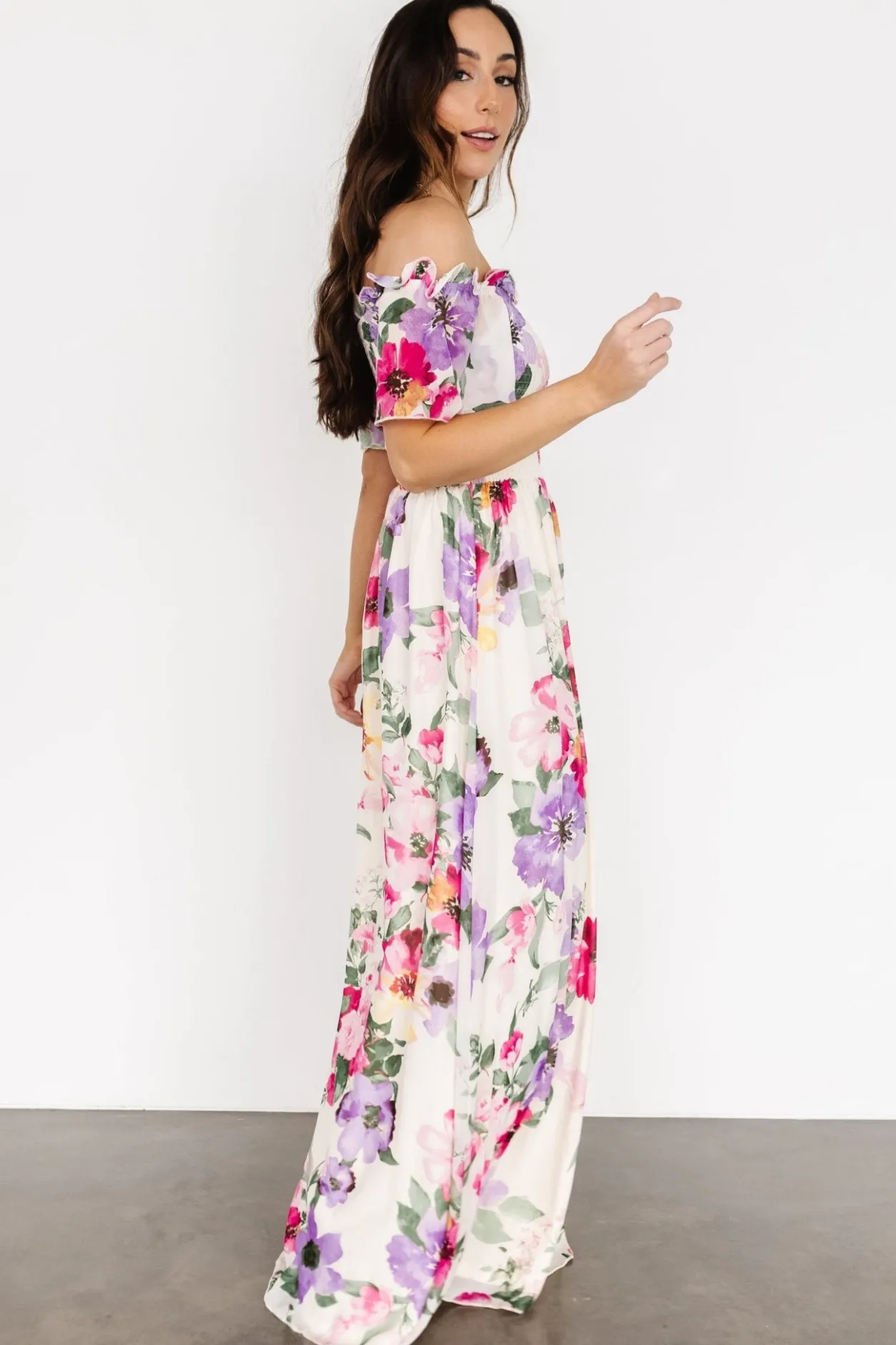 Online Baltic Born Elina Maxi Dress | Ivory + Pink Multi Floral Ivory+PinkMultiFloral