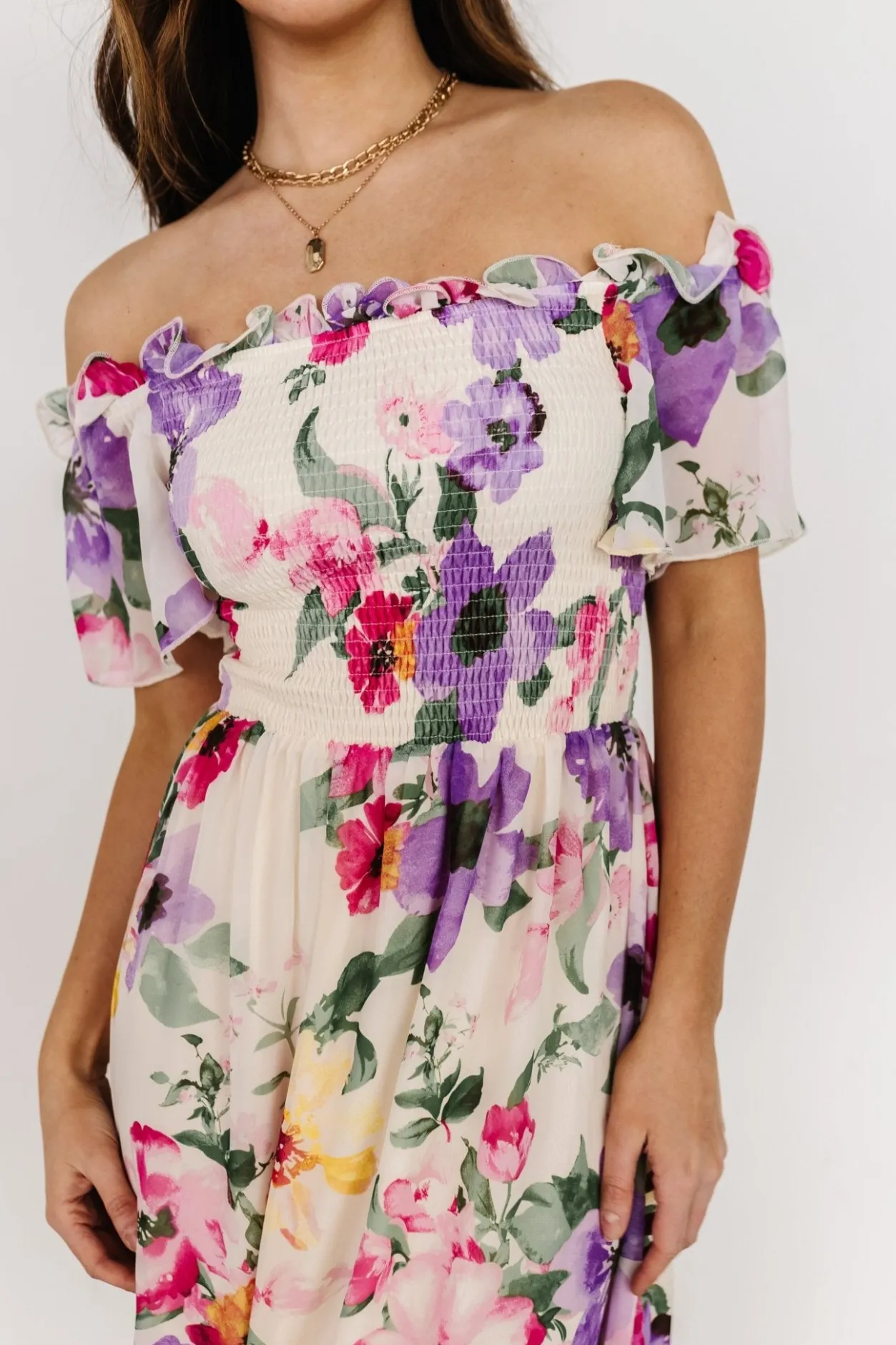 Online Baltic Born Elina Maxi Dress | Ivory + Pink Multi Floral Ivory+PinkMultiFloral