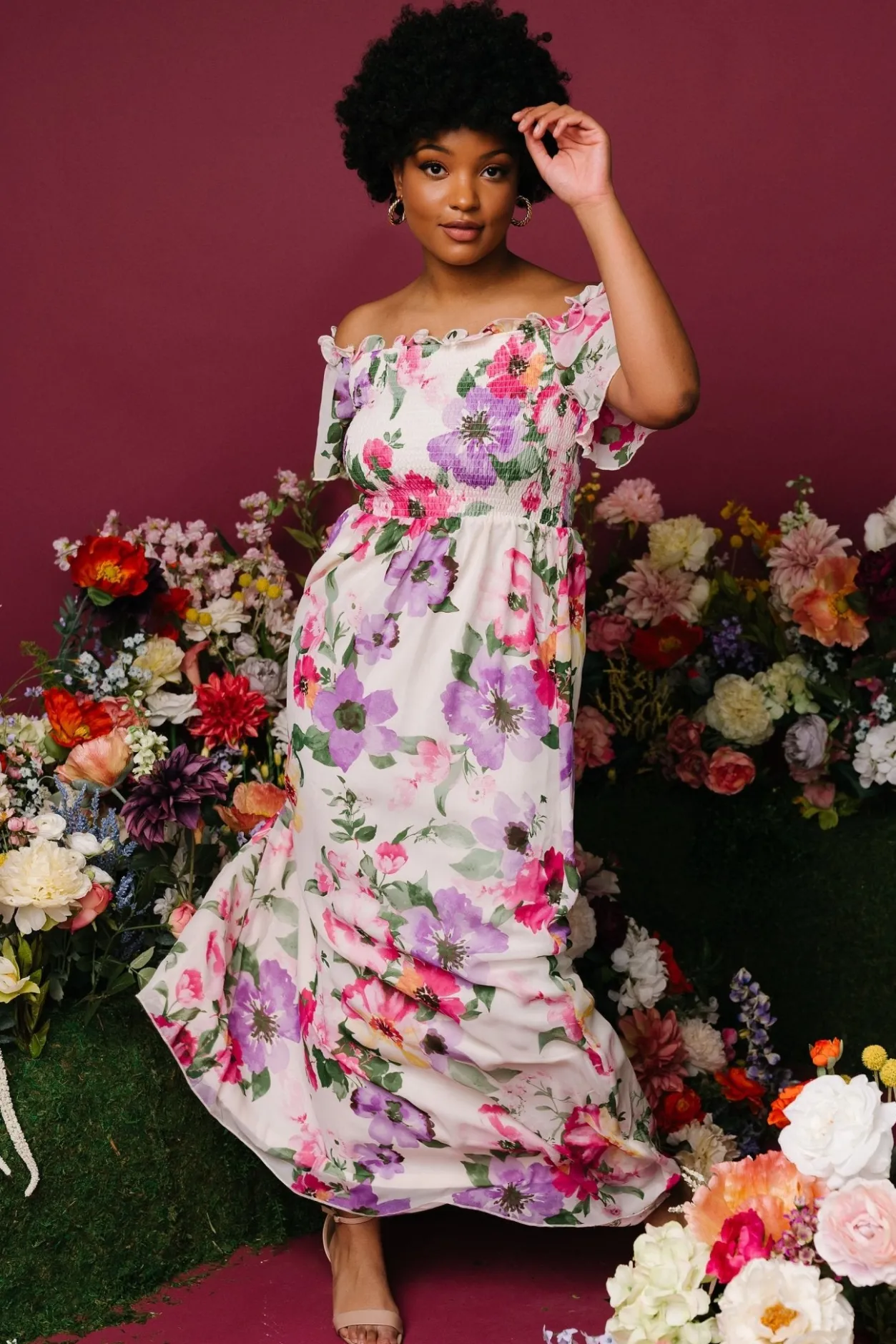 Online Baltic Born Elina Maxi Dress | Ivory + Pink Multi Floral Ivory+PinkMultiFloral