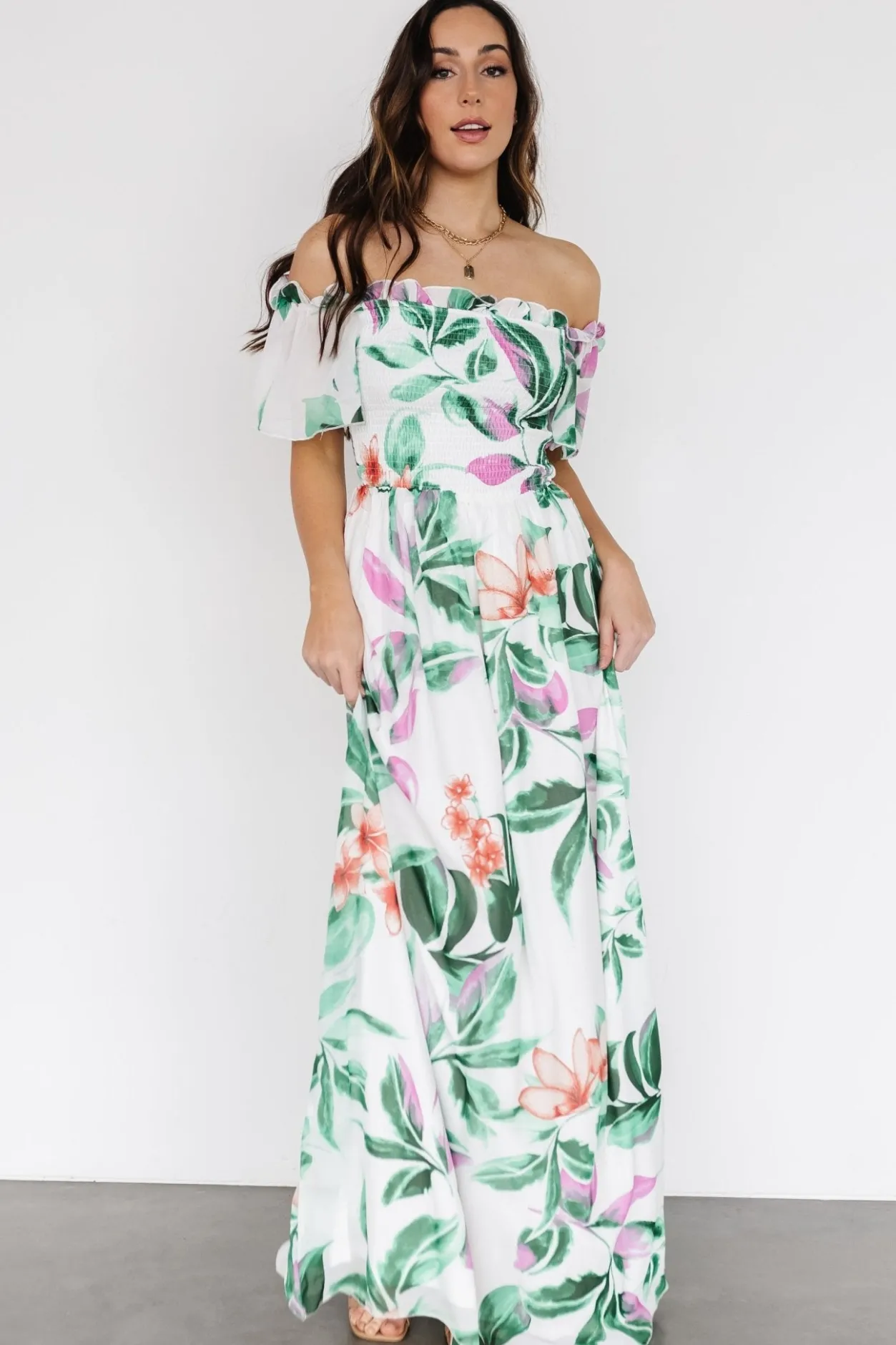 Sale Baltic Born Elina Maxi Dress | White + Green Multi Floral White+GreenMultiFloral