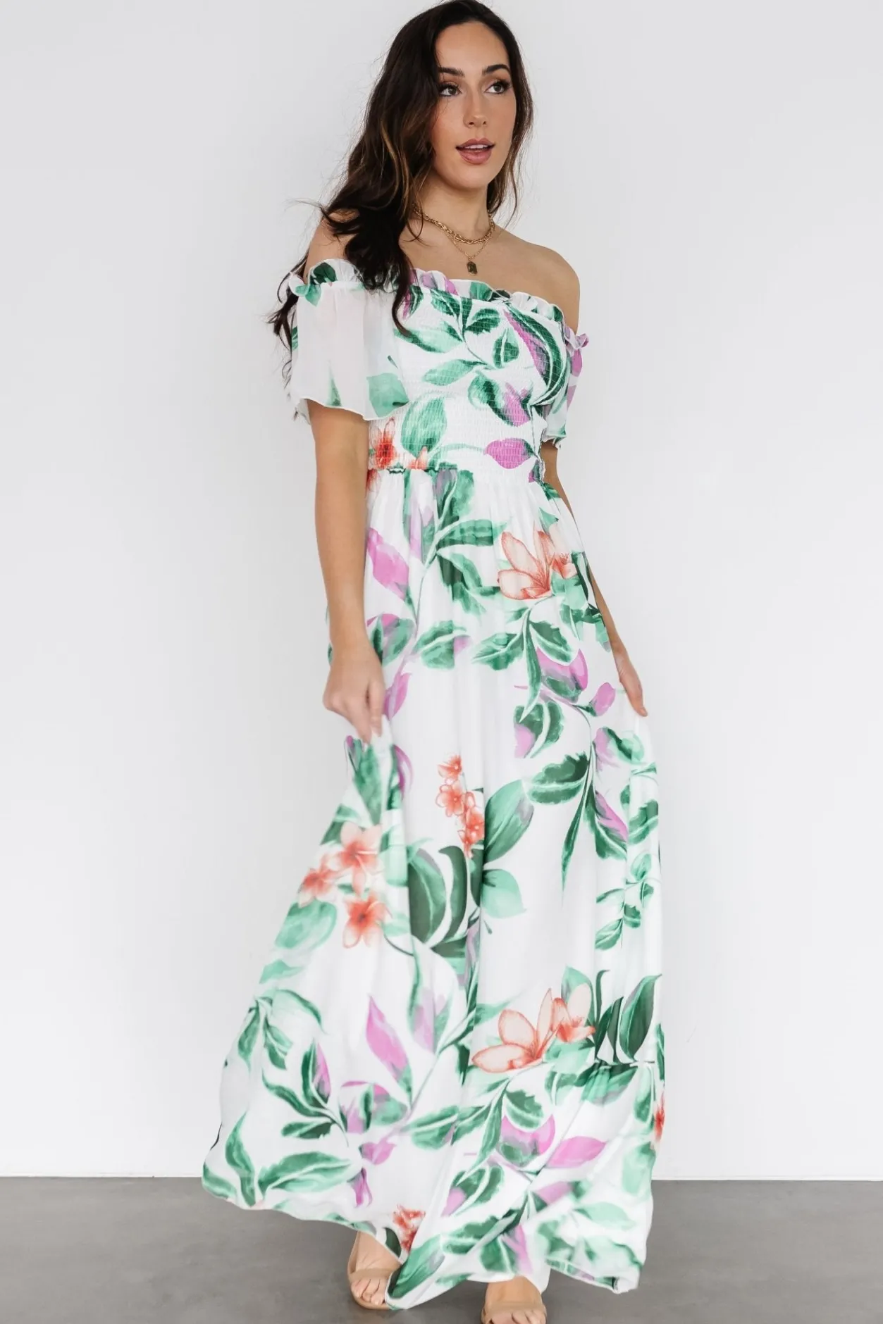 Sale Baltic Born Elina Maxi Dress | White + Green Multi Floral White+GreenMultiFloral