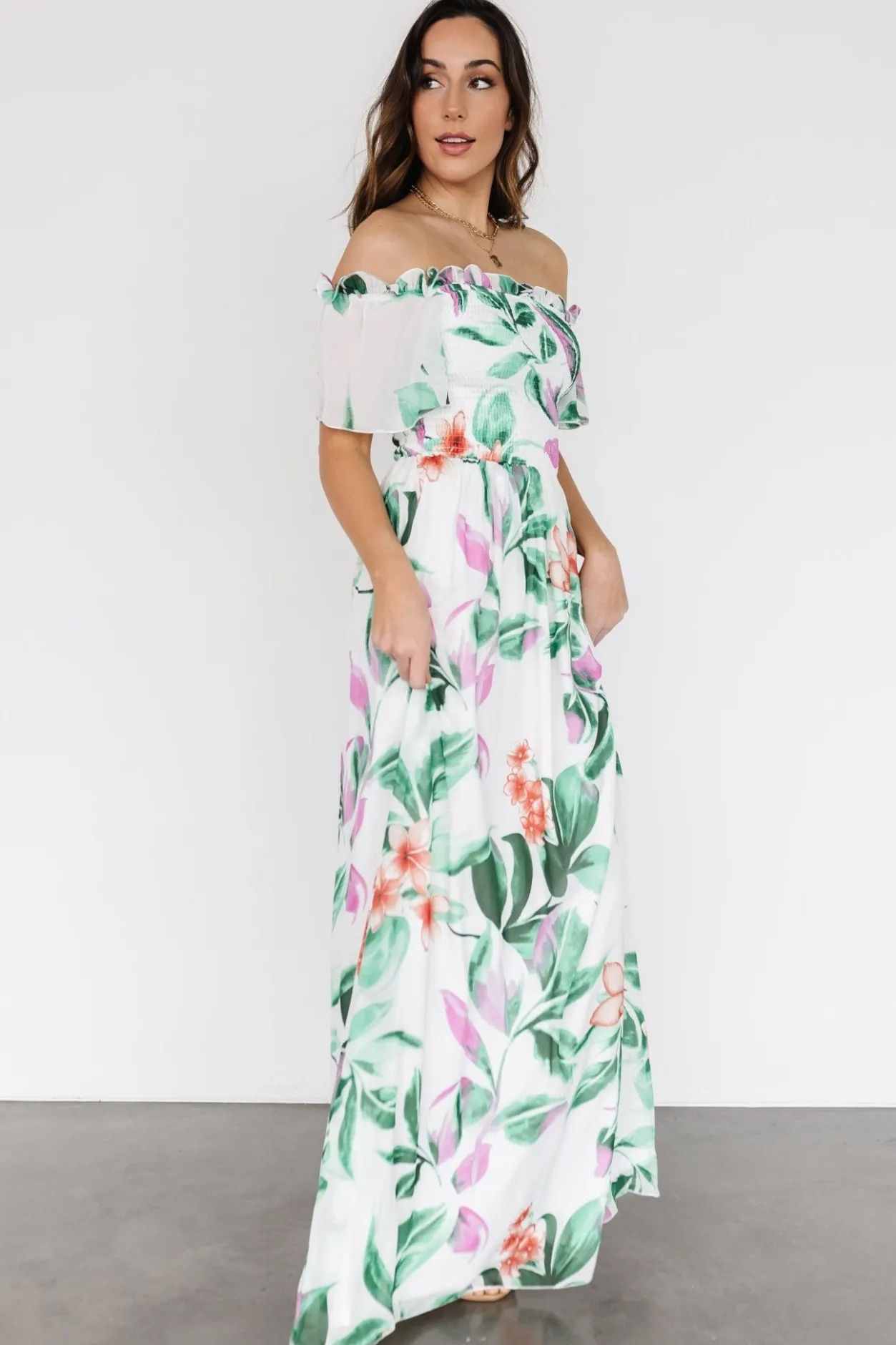 Sale Baltic Born Elina Maxi Dress | White + Green Multi Floral White+GreenMultiFloral