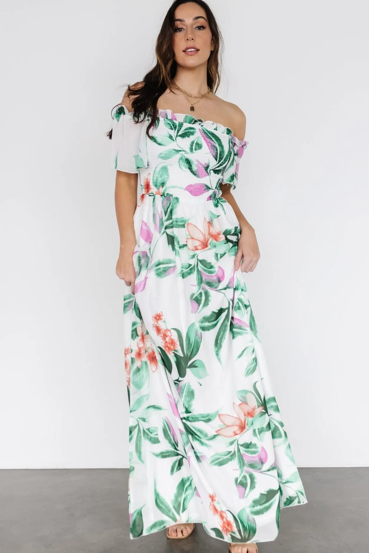Sale Baltic Born Elina Maxi Dress | White + Green Multi Floral White+GreenMultiFloral