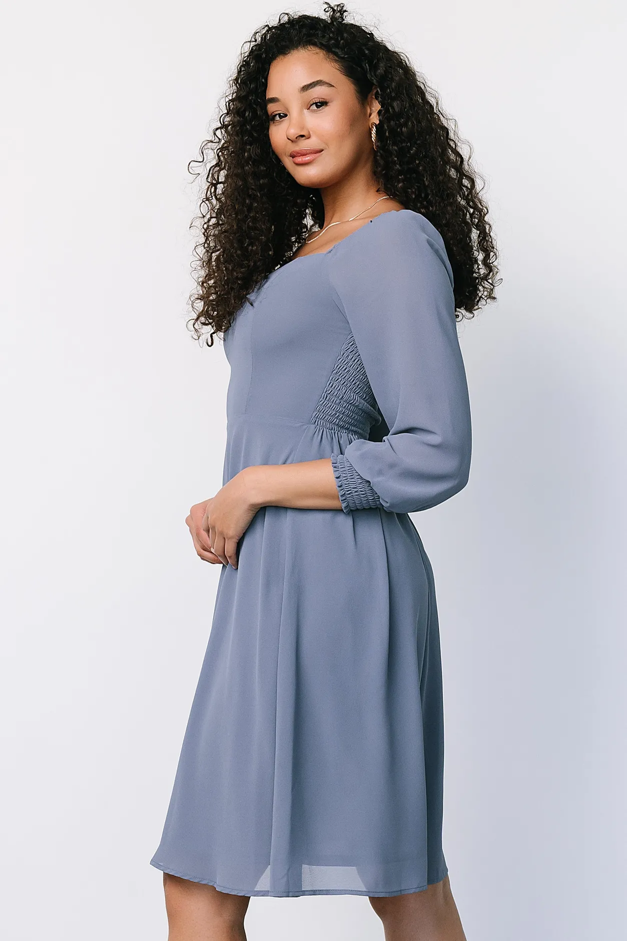 New Baltic Born Elise Short Dress | Whisper Blue WhisperBlue