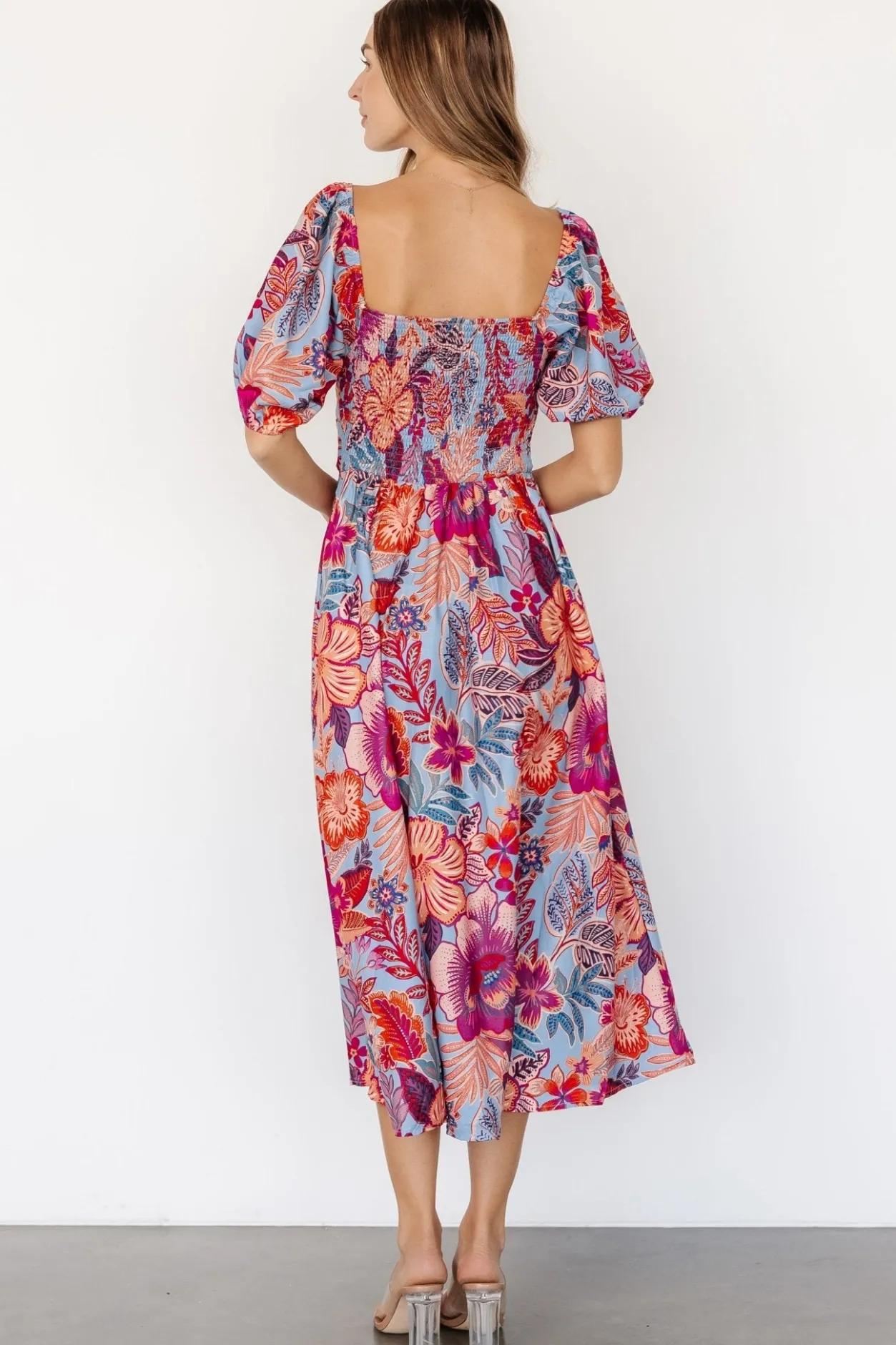 Hot Baltic Born Elisha Midi Dress | Blue + Multi Floral Blue+MultiFloral