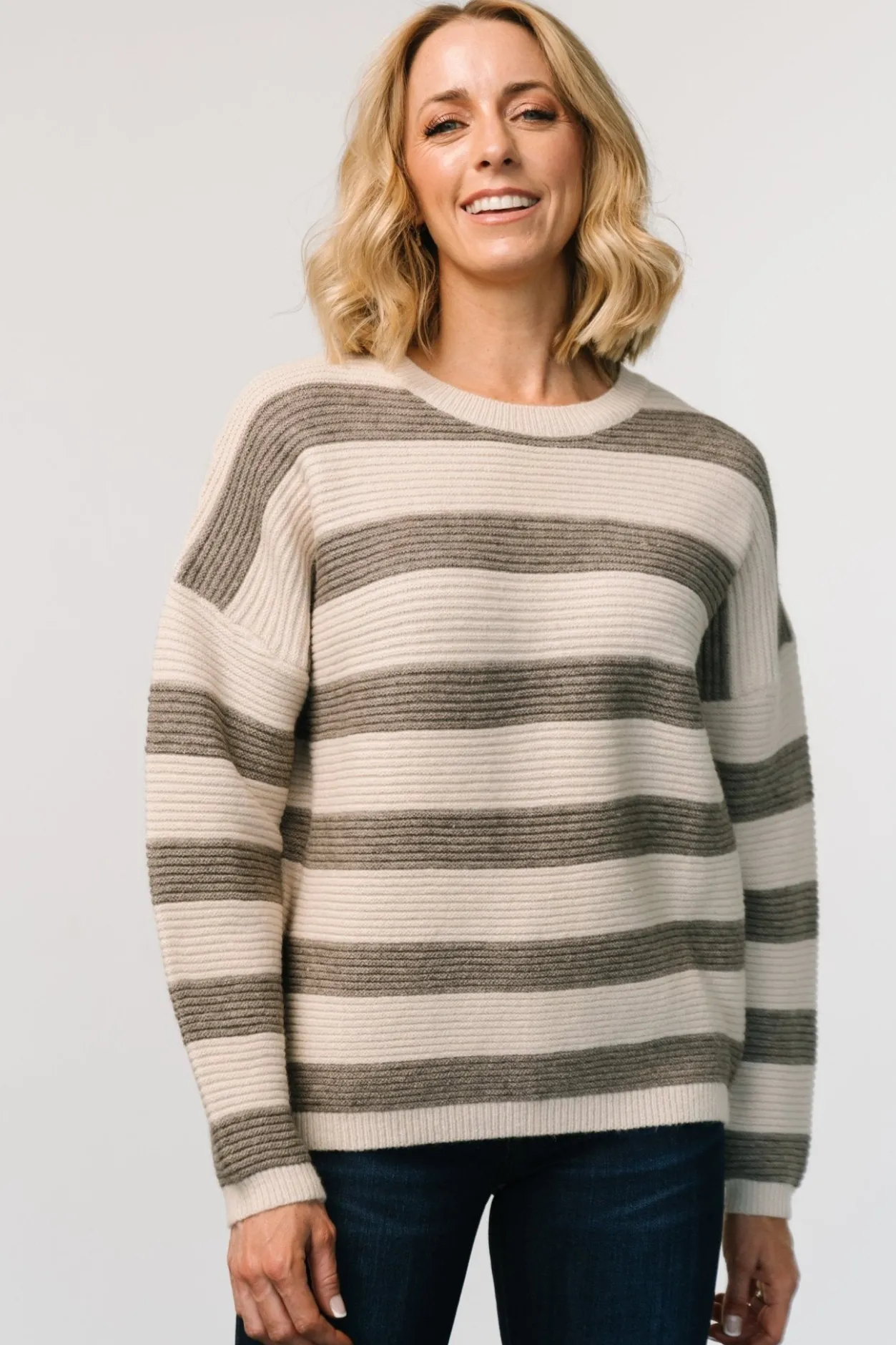 Online Baltic Born Ellington Knit Sweater | Cream + Gray Cream+Gray