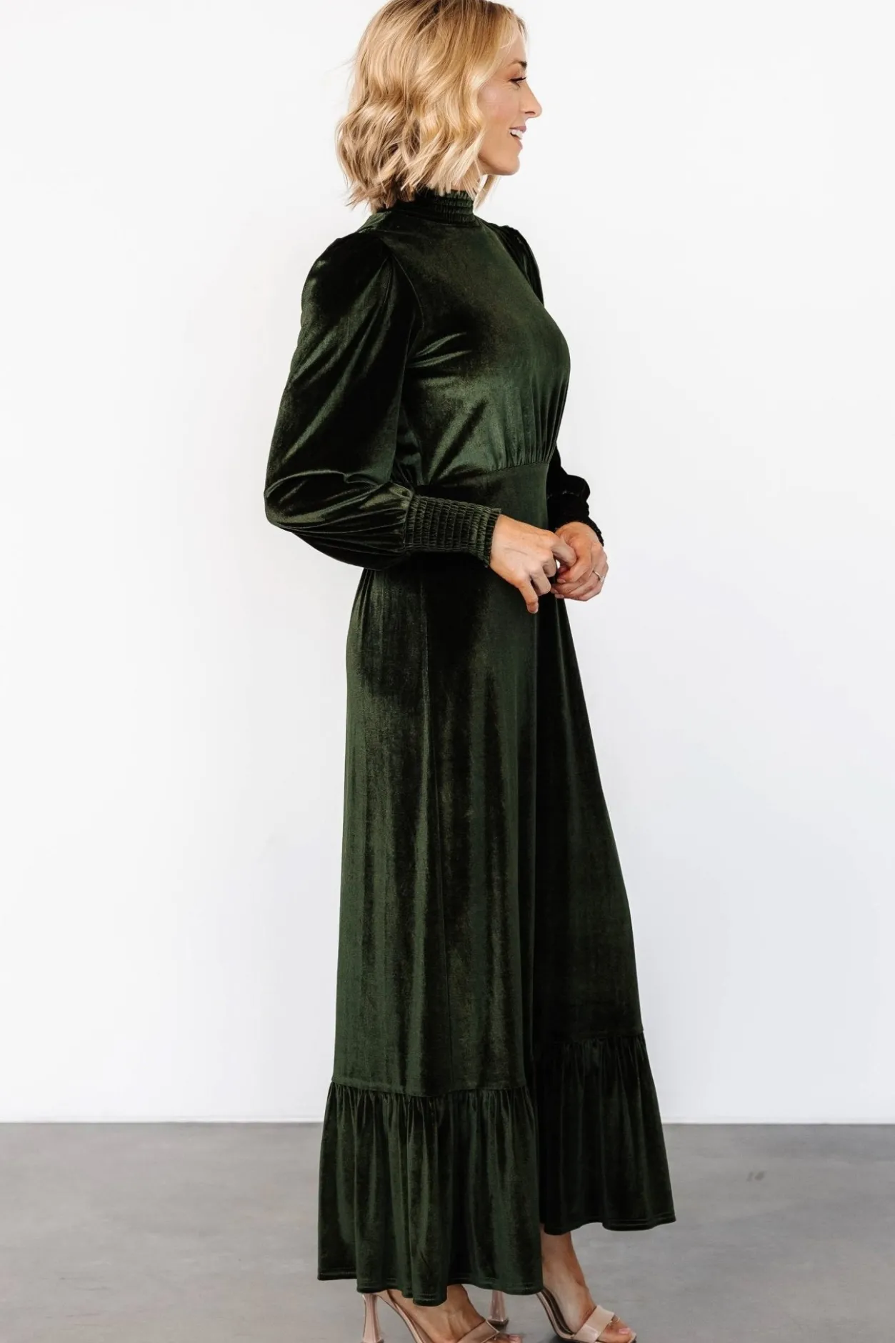 Hot Baltic Born Elodie Velvet Maxi Dress | Deep Olive DeepOlive