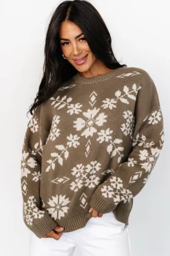 Clearance Baltic Born Elsa Sweater | Olive + Off White Olive+OffWhite