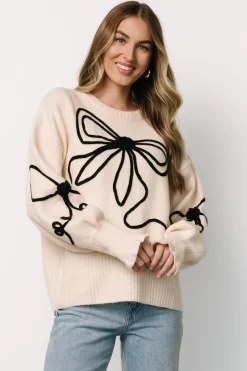 Clearance Baltic Born Elsie Ribbon Sweater | Cream + Black Cream+Black