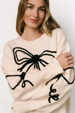 Clearance Baltic Born Elsie Ribbon Sweater | Cream + Black Cream+Black