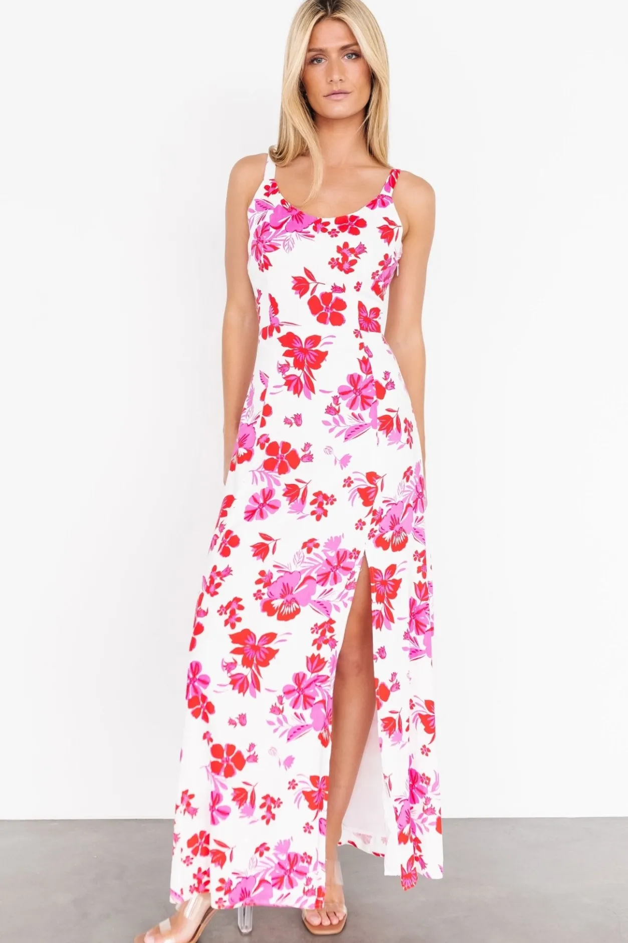 Sale Baltic Born Emaline Open Back Maxi Dress | White + Pink Floral White+PinkFloral