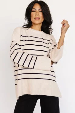 Fashion Baltic Born Emerson Stripe Knit Sweater | Ivory + Black Ivory+Black