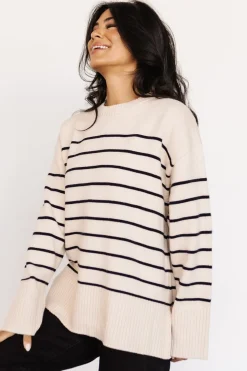 Fashion Baltic Born Emerson Stripe Knit Sweater | Ivory + Black Ivory+Black