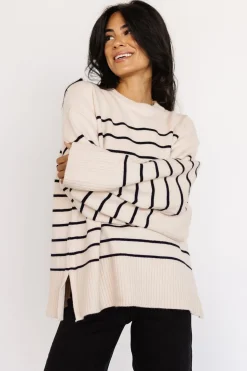 Fashion Baltic Born Emerson Stripe Knit Sweater | Ivory + Black Ivory+Black