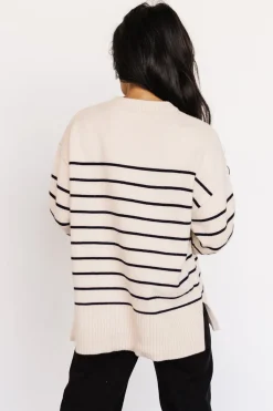 Fashion Baltic Born Emerson Stripe Knit Sweater | Ivory + Black Ivory+Black