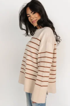 Fashion Baltic Born Emerson Stripe Knit Sweater | Beige + Camel Beige+Camel