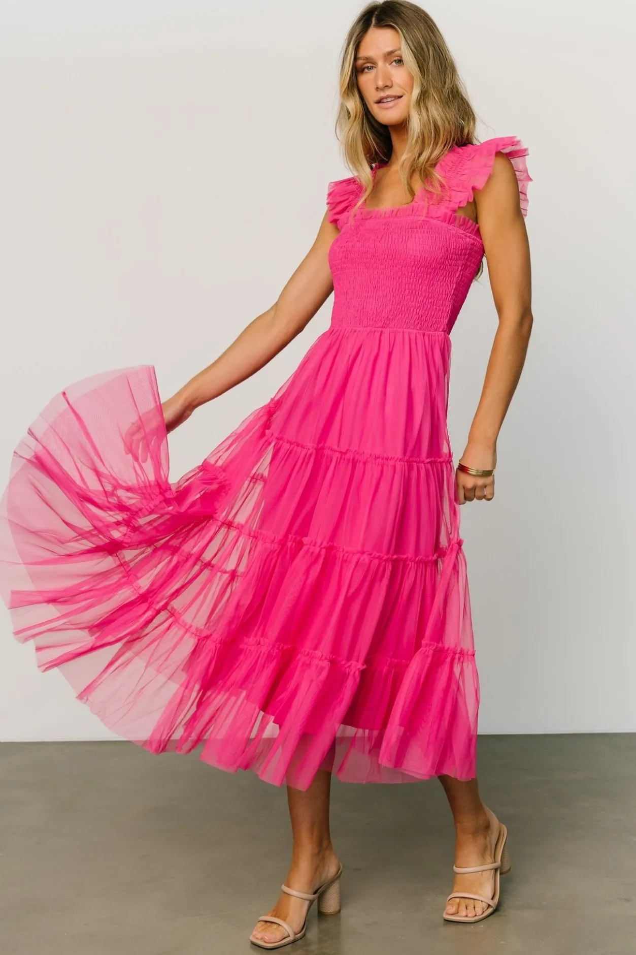 Online Baltic Born Emma Smocked Tulle Dress | Hot Pink HotPink