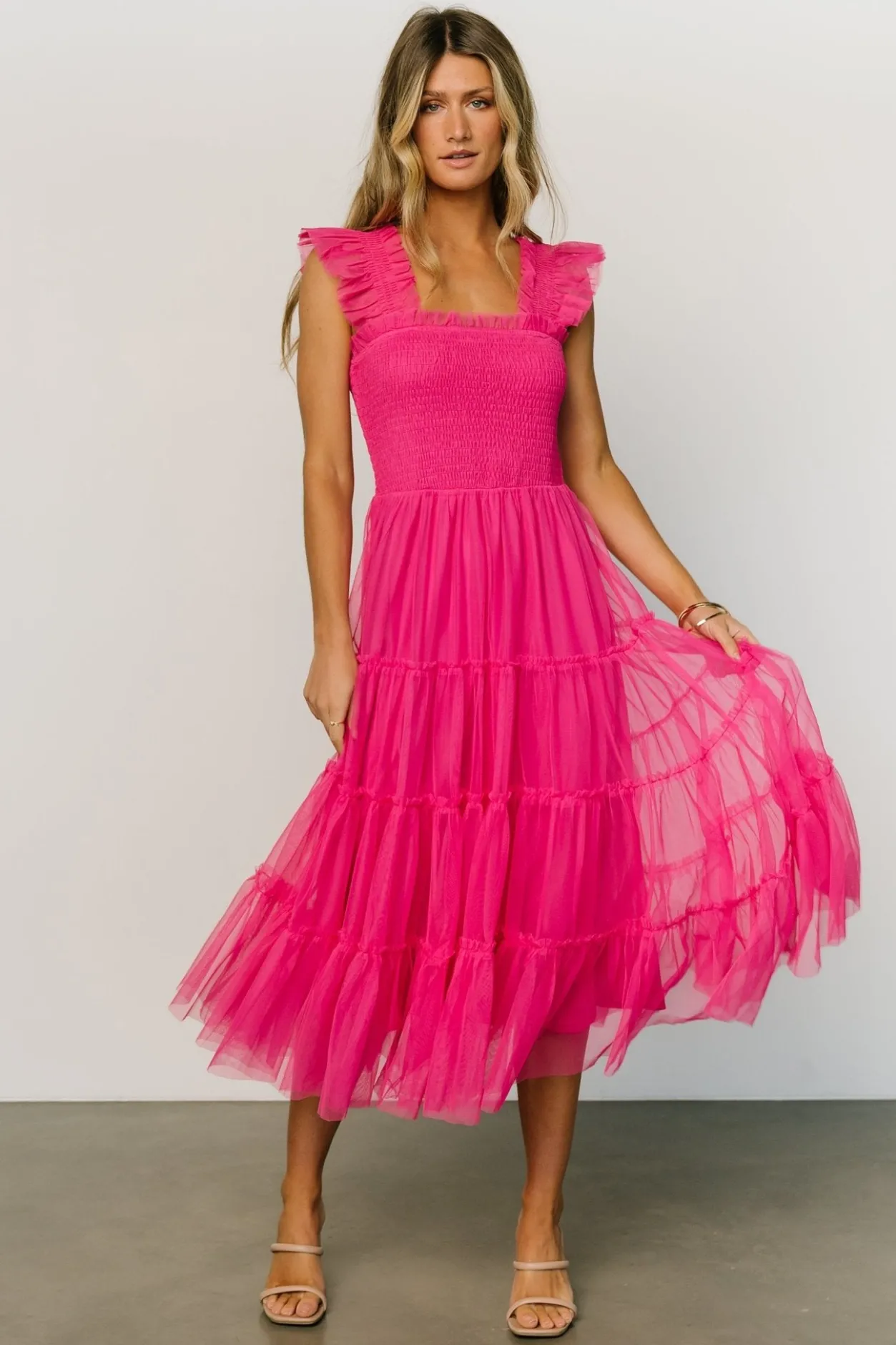 Online Baltic Born Emma Smocked Tulle Dress | Hot Pink HotPink
