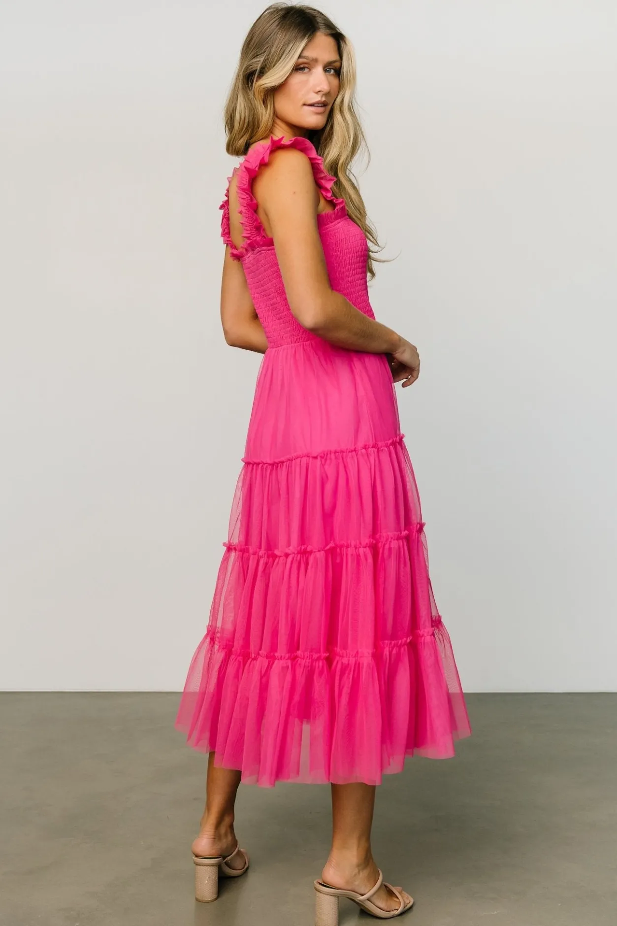 Online Baltic Born Emma Smocked Tulle Dress | Hot Pink HotPink