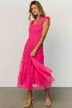 Online Baltic Born Emma Smocked Tulle Dress | Hot Pink HotPink
