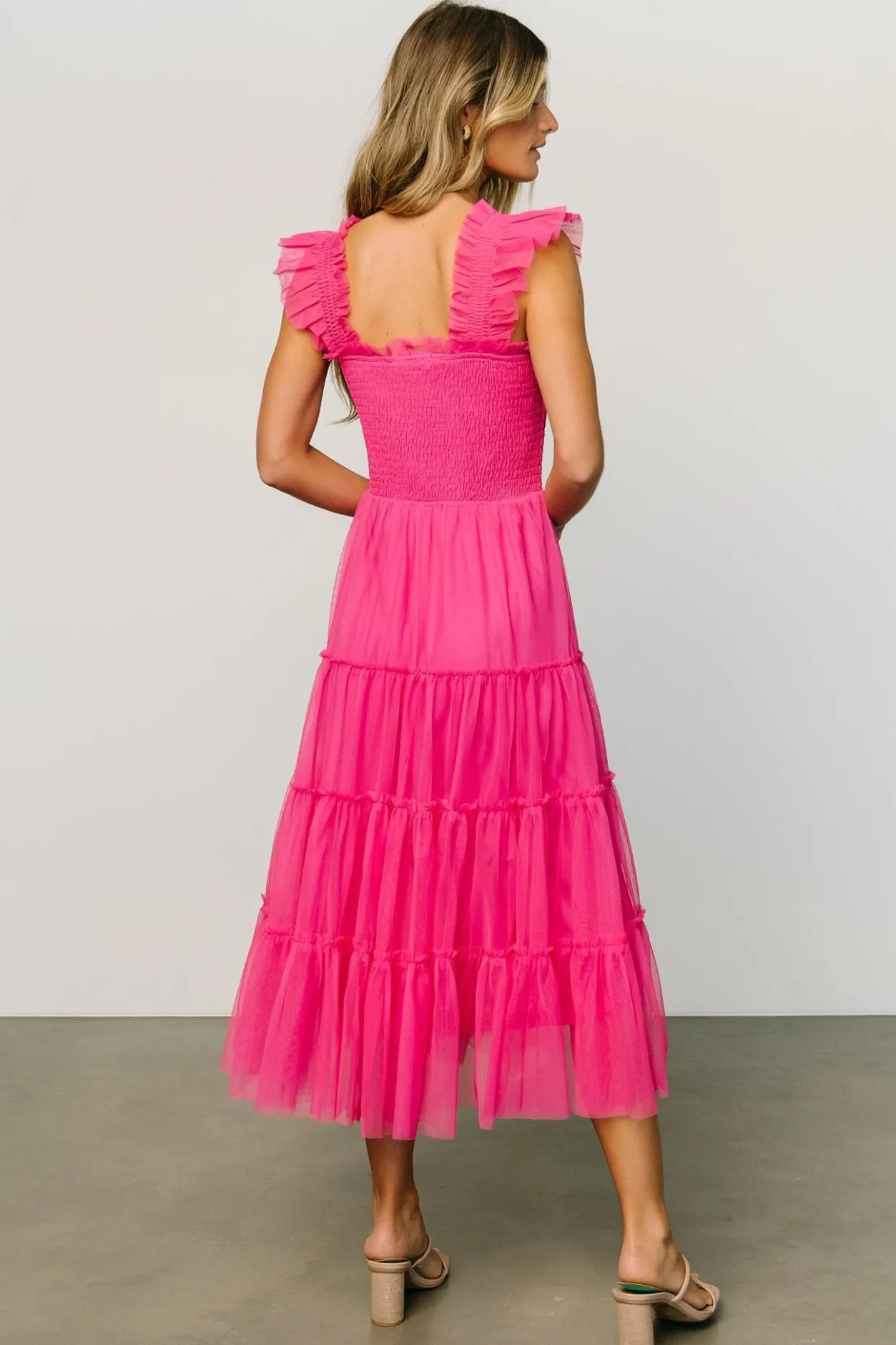 Online Baltic Born Emma Smocked Tulle Dress | Hot Pink HotPink